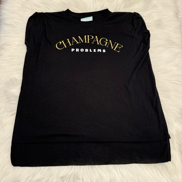Pep & BB Champagne Problems Fit2Run Club Short Sleeve Top in Black, Small NWT - Picture 2 of 11